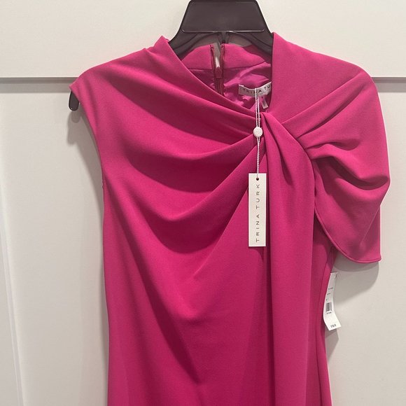Trina Turk Dresses & Skirts - Stylish draped one shoulder pink dress for work or play.